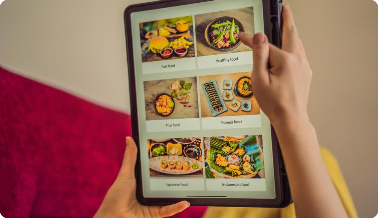 Customer exploring online menu with user friendly restaurant app